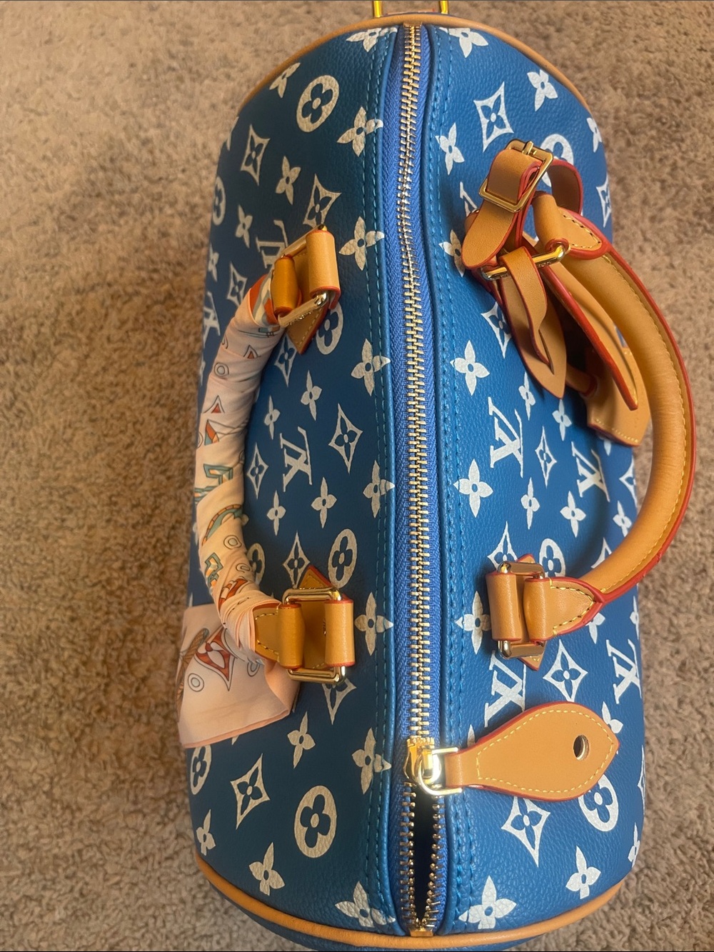 30CM Blue/White Speedy W/ Matching Coin Pouch & Twilly 💙🤍 - Picture 8 of 10